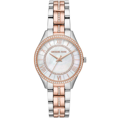 Michael Kors Lauryn Ladies White Mother Of Pearl Dial Crystals Bracelet Watch MK3979
