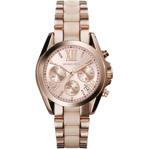Michael Kors Bradshaw Ladies Chronograph Rose Gold PVD Blush Acetate Watch MK6066