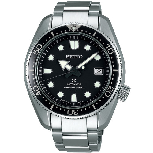 Seiko Prospex Automatic Diver's Sapphire Black Dial Silver Bracelet Watch SPB077J1
