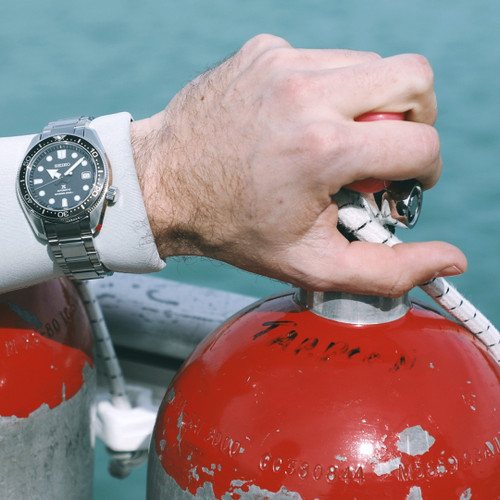 Seiko Prospex Automatic Diver's Sapphire Black Dial Silver Bracelet Watch SPB077J1