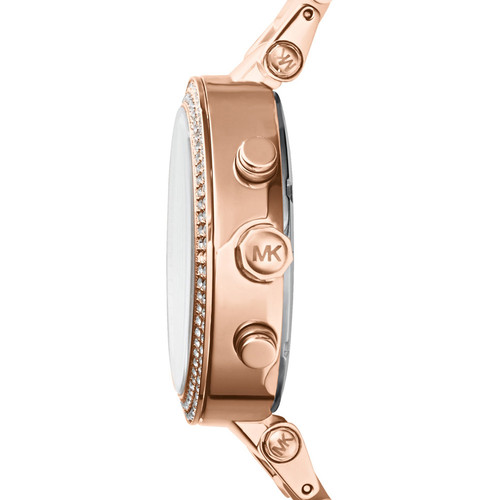Michael Kors Parker Ladies Swarovski Crystals Rose Gold And Blush Acetate Chronograph Watch MK5896