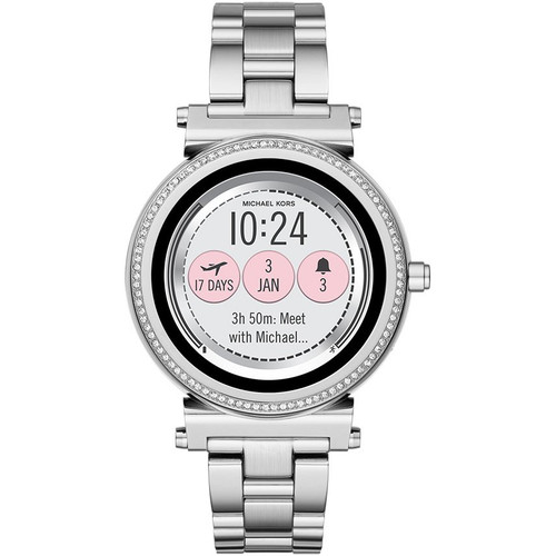 Michael Kors Sofie Ladies Pave Crystals Silver Smartwatch MKT5020