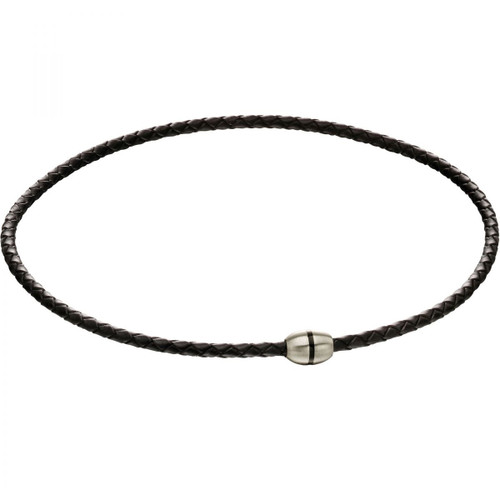 Fred Bennett Men's Maverick Magnetic Clasp Black Plaited Leather Necklace N4275