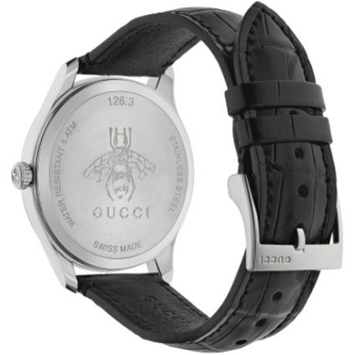 Gucci G-Timeless Moonphase Unisex Sapphire Crystal Black Dial Black Leather Strap Watch YA126327