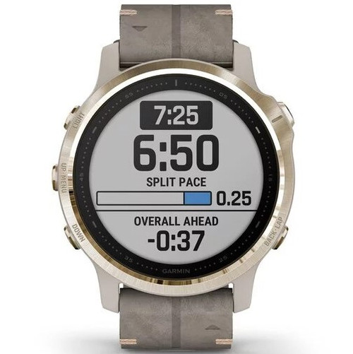 Garmin Fenix 6S Pro Sapphire Light Gold With Suede Strap 42MM Watch 010-02159-40