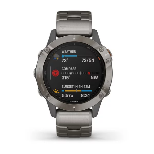 Garmin Fenix 6 Pro Sapphire Titanium Gray With Titanium Bracelet 47MM Watch 010-02158-23