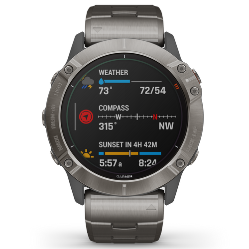 Garmin Fenix 6X Pro Solar Titanium Case Titanium Bracelet 51MM Watch 010-02157-24