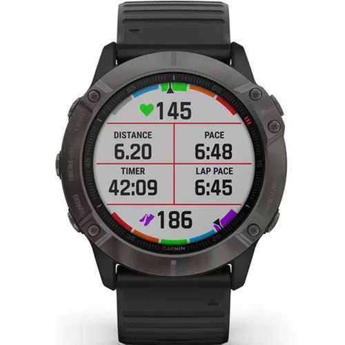 Garmin Fenix 6X Pro and Sapphire Carbon Grey DLC With Black Strap 51mm Watch 010-02157-11