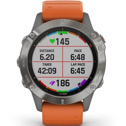 Garmin Fenix 6 Pro and Sapphire Titanium With Ember Orange Strap 47mm Watch 010-02158-14