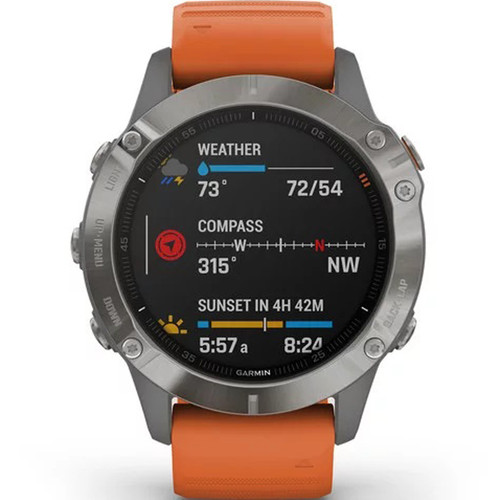 Garmin Fenix 6 Pro and Sapphire Titanium With Ember Orange Strap 47mm Watch 010-02158-14