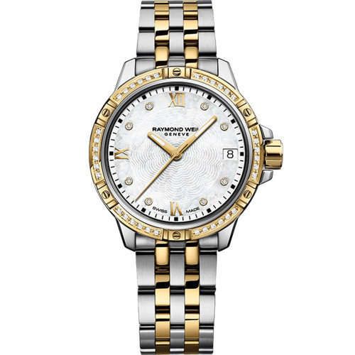 Raymond Weil Tango Ladies 44 Diamonds Mother Of Pearl Dial Two-Tone Gold PVD Bracelet Watch 5960-SPS-00995