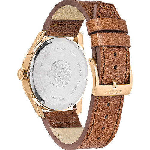 Citizen Men's CTO Eco-Drive White Dial Brown Leather Strap Watch BM7413-02A