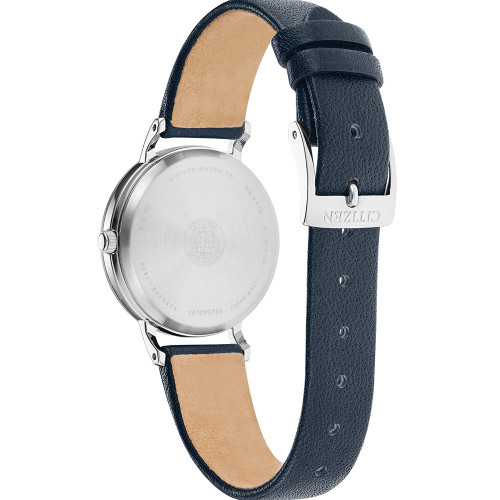 Citizen Ladies Chandler Eco-Drive White Dial Navy Blue Leather Strap Watch EM0570-01A