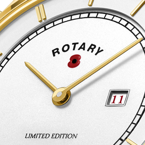 Rotary Men's British Legion Poppy Limited Edition Sapphire Gold PVD Case Watch BRITISHLEGION2