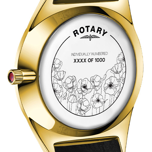 Rotary Men's British Legion Poppy Limited Edition Sapphire Gold PVD Case Watch BRITISHLEGION2