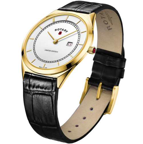 Rotary Men's British Legion Poppy Limited Edition Sapphire Gold PVD Case Watch BRITISHLEGION2