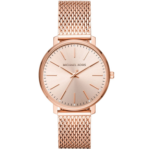 Michael Kors Pyper Pave Crystals Rose Gold Milanese Bracelet Watch MK4340
