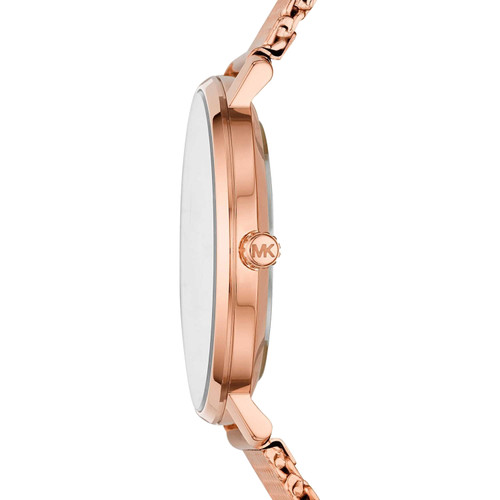 Michael Kors Pyper Pave Crystals Rose Gold Milanese Bracelet Watch MK4340