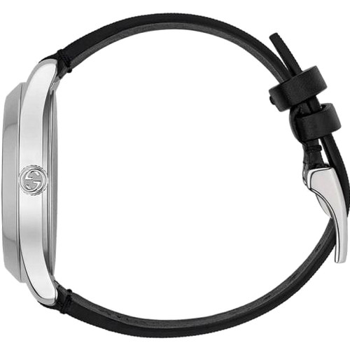 Gucci G-Timeless Ladies Sapphire Bees and Stars Motif Dial Black Leather Strap Watch YA1264105