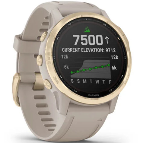 Garmin Fenix 6S Pro Solar Light Gold Light Sand Band 42MM Watch 010-02409-11