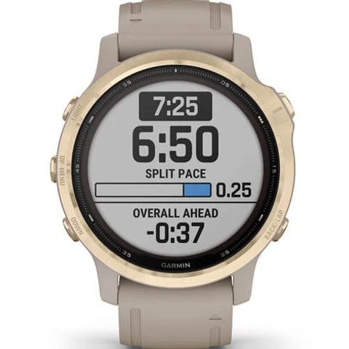 Garmin Fenix 6S Pro Solar Light Gold Light Sand Band 42MM Watch 010-02409-11
