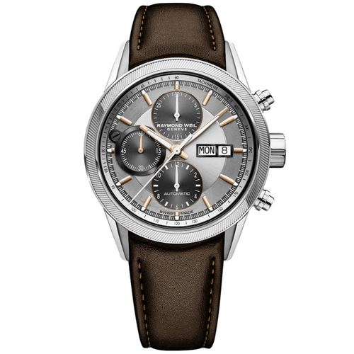 Raymond Weil Men's Freelancer Automatic Chronograph Brown Leather Strap Watch 7731-SC2-65655