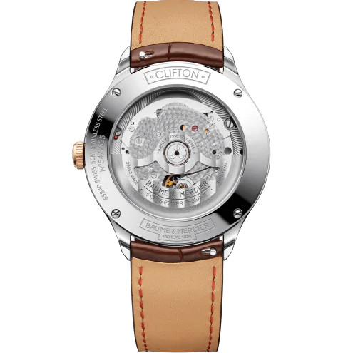 Baume & Mercier Men's Clifton Baumatic Automatic Sapphire Brown Leather Strap Watch 10401