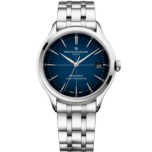 Baume & Mercier Men's Clifton Baumatic Automatic Sapphire Blue Dial Bracelet Watch 10468