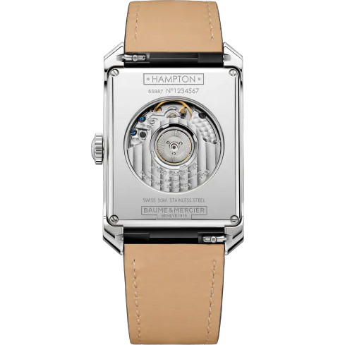 Baume & Mercier Men's Hampton Rectangular Dual Time Automatic Silver Dial Watch 10523