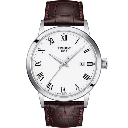 Tissot T-Classic White Dial Brown Leather Strap Dream Men's Watch T1294101601300