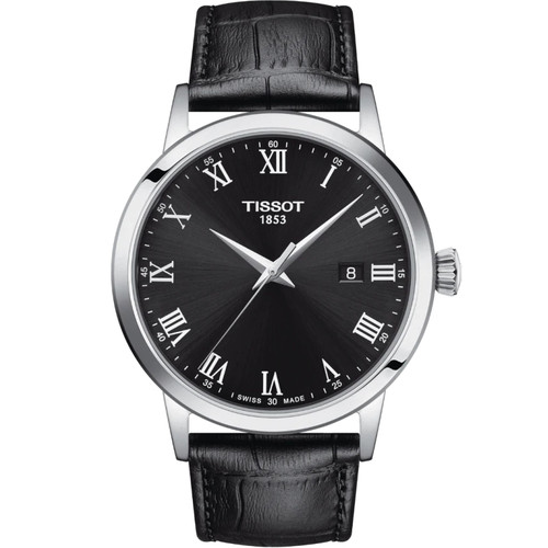 Tissot T-Classic Black Dial Leather Strap Dream Men's Watch T1294101605300
