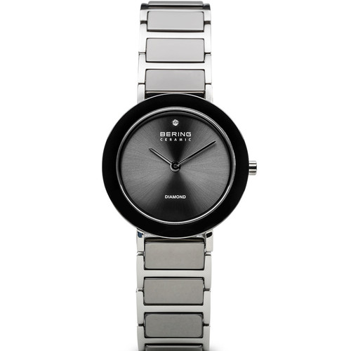 Bering Ladies Black Ceramic Diamond Sapphire Charity Watch 11429-CHARITY