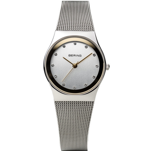 Bering Ladies Classic Silver Dial Swarovski Crystals Milanese Bracelet Sapphire Watch 12927-010