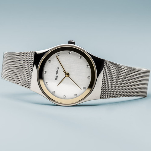 Bering Ladies Classic Silver Dial Swarovski Crystals Milanese Bracelet Sapphire Watch 12927-010