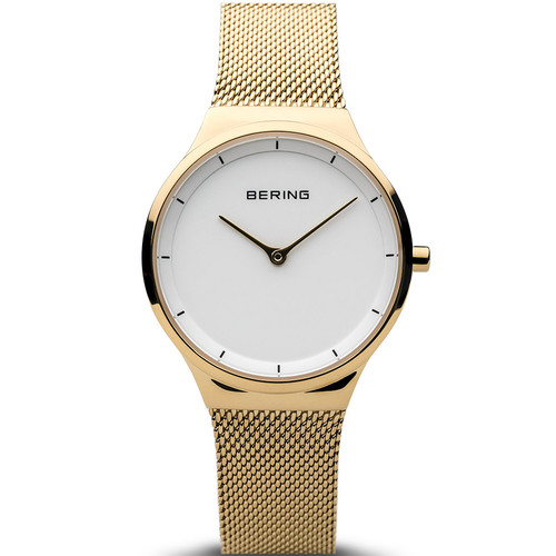 Bering Ladies Classic Sapphire White Dial Gold Milanese Bracelet Watch 12131-339