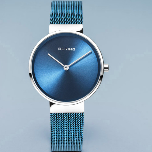 Bering Ladies Classic Sapphire Blue Dial Milanese Bracelet Watch 14531-308