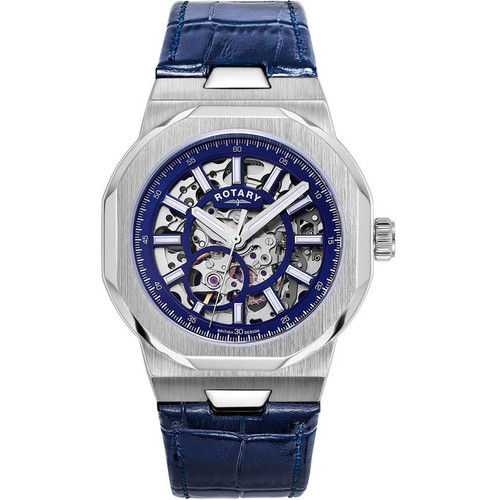 Rotary Regent Oak Automatic Skeleton Sapphire Blue Watch GS05415/05