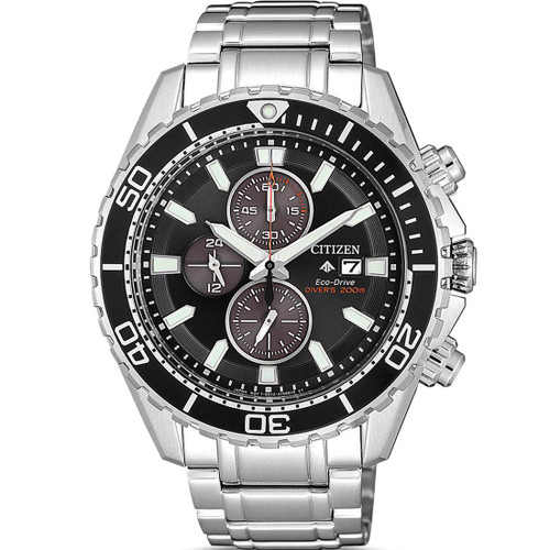 Citizen Men's Eco-Drive Promaster Diver Black Dial Silver Bracelet Watch CA0711-80H