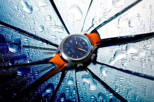 Bremont HMAF Argonaut Azure Automatic Chronometer Sapphire Blue Dial Orange Strap Watch ARGONAUT-BL-R-S