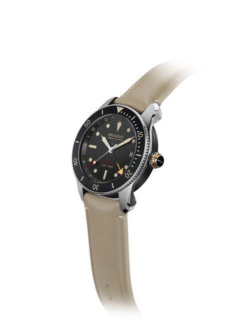 Bremont Supermarine S302 Automatic Chronometer Sapphire Black Dial Leather Strap Watch S302-BK-R-S