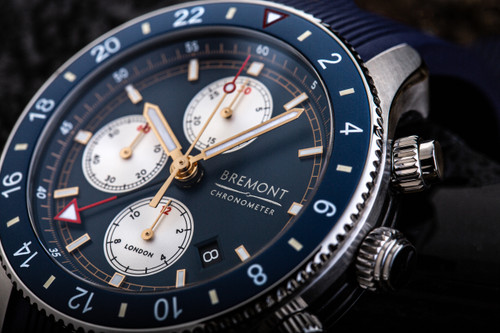 Bremont Supermarine Chrono Automatic Chronometer Sapphire Integrated Black Strap Watch SMARINECHRONO-BK-R-S
