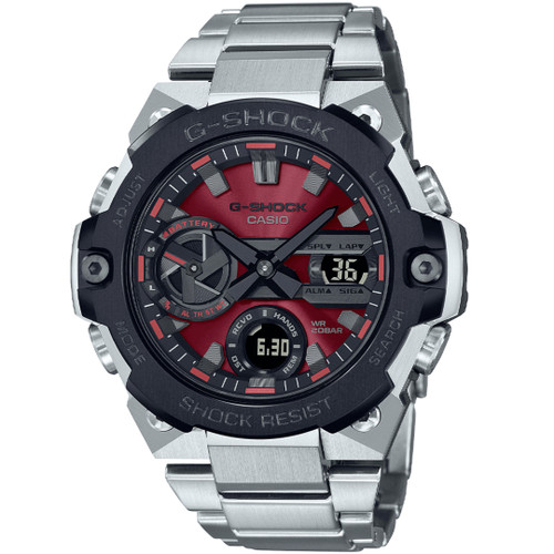 G-Shock G-Steel Bluetooth Tough Solar Stainless-Steel Red Dial Watch GST-B400AD-1A4ER