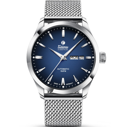 Tutima Flieger Sky Automatic Blue Dial Milanese Bracelet Watch 6105-22