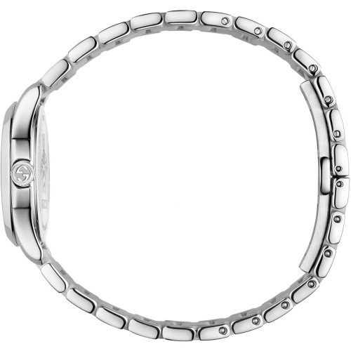 Gucci G-Timeless Ladies Sapphire Silver Guilloche Pattern Dial Bracelet Watch YA126572A