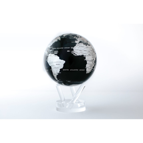 MOVA Black & Silver Metallic World Map 4.5 Inch Globe MG-45-SBE