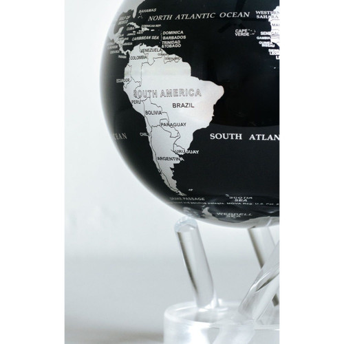MOVA Black & Silver Metallic World Map 4.5 Inch Globe MG-45-SBE