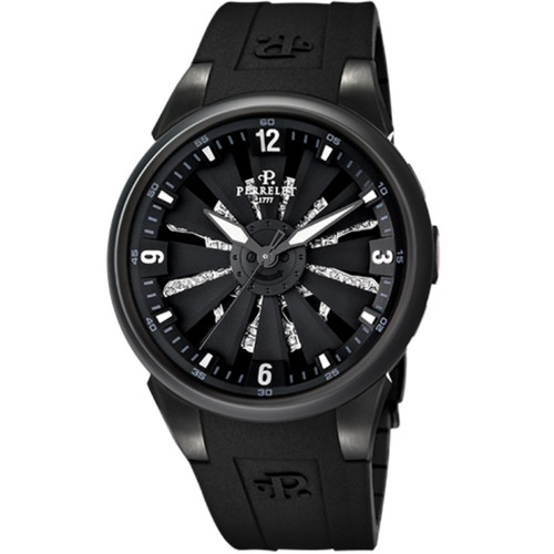 Perrelet Turbine Toxic Diamond Skull 12 Blade Automatic Black PVD Watch A4022/A