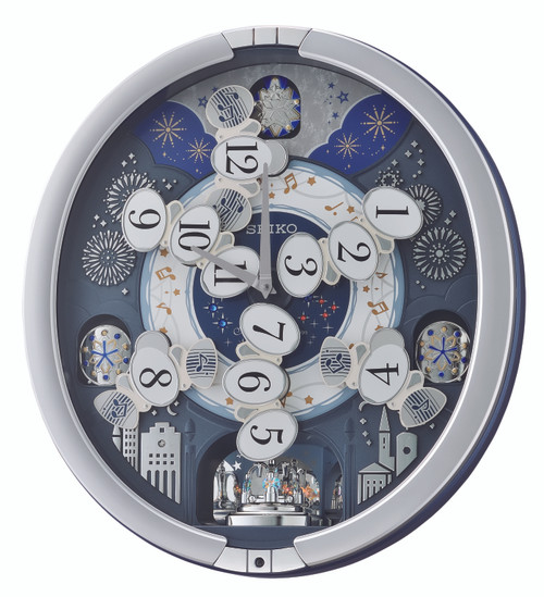 Seiko Melody In Motion Westminster Chime Silver Musical Wall Clock QXM379S