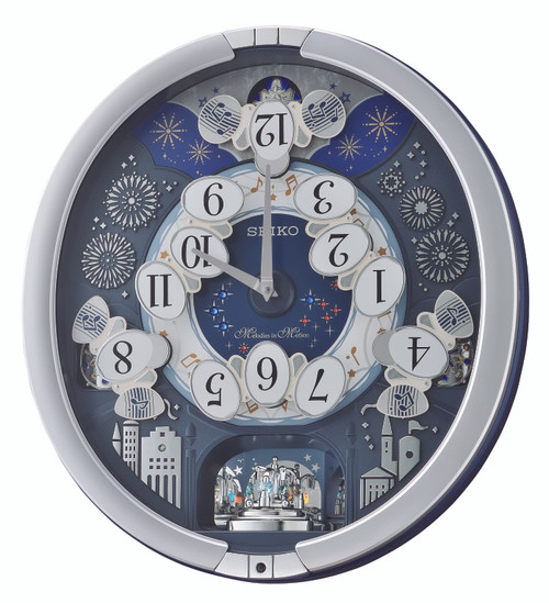 Seiko Melody In Motion Westminster Chime Silver Musical Wall Clock QXM379S