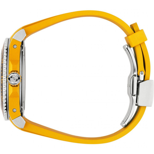 Gucci Dive Men's Sapphire Embroidered Tiger’s Head Yellow Dial Rubber Strap Watch YA136317